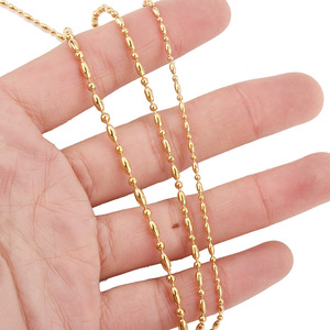 โซ่ลูกปัดข้าวแบบขายเป็นเมตร |   โซ่สแตนเลสชุบทอง 18K PVD ขนาด 1.5 มม. 2.0 มม. สำหรับทำเครื่องประดับ DIY - Product Image 2