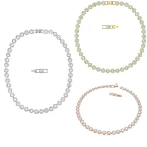 Дизайнерские украшения ангельские модные новые лебедки теннисные ракетки ожерелье набор Изысканный Кристалл Циркон ожерелье Классический женский подарок