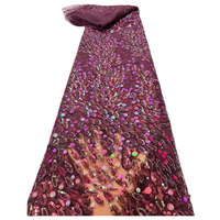 Tissu à paillettes violettes irisées dentelle africaine tissu de broderie de luxe paillettes perlées dentelle tissu à paillettes pour robe de soirée pour femmes