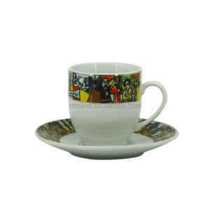 Juego de tazas de café y platillos de porcelana con diseño de arte tradicional etíope, venta directa de fábrica, nuevo diseño - Product Image 4
