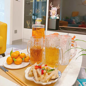 Jarra de cerveza Glacier de 401-500 ml con asa, de vidrio artesanal, para fiestas, bebidas frías y jugos. - Product Image 1