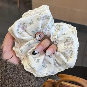 Korean-style Plaid Lace Scrunchie &amp; <strong>Headband</strong> for Hair-Sweet Stylish Wedding Accessory Handmade Instagram-Inspired Preppy Design - Product Image 4