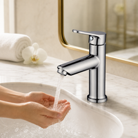 Robinet de lavabo commercial classique en alliage de zinc avec valve en céramique, monocommande, eau froide, pour projets hôteliers