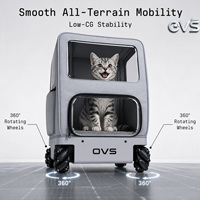 Poussette pour animaux de compagnie OVS moderne, portable, haut de gamme, avec capteur de mouvement, double stabilisation, absorption des chocs et fonction automatique