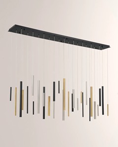 Brass Linear <b>Chandelier</b> with Frosted Glass Shades, Minimalist <b>Modern</b> Lighting for Kitchen Islands - Product Image 6