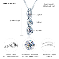Collier Pendentif Infini 3 Pierres en Argent 925 avec Moissanite Couleur D 4,5mm, 3,5mm et 3mm pour Femme – Idéal Cadeau Quotidien