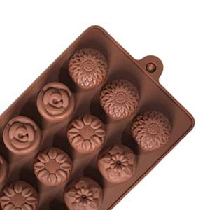 Moule à chocolat en silicone antiadhésif en forme de rose à 15 cavités, sans BPA, certifié LFGB, fabriqué par MUYULINS - Product Image 4