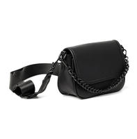 Tas Selempang Pria Minimalis Rantai Logam Chic PU Custom Logo OEM ODM Pabrik, Tas Bahu Messenger Flap untuk Penggunaan Sehari-hari