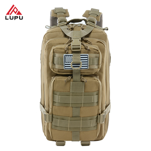 Mochila Táctica LUPU 20-35L de Nailon con Sistema MOLLE, Cierre de Cremallera, Unisex, Azul con Parche de la Bandera de EE. UU. - Product Image 1