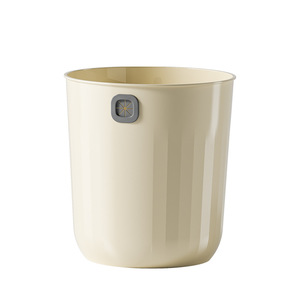 Cream White Large Capacity Trash Can Cylindrical Lidless Indoor Waste Bin 17L - Product Image 5