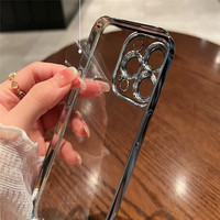 Étui rigide de téléphone électrolytique de luxe pour iPhone 11 12 13 14 Pro Max XS X XR 7 8 Plus Mini étuis transparents