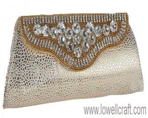 Luxury Hand Embroidered Evening Clutch Bag Zircon Stone Decorated Geometric <b>Frame</b> Pattern <b>Multiple</b> Options (Satin PU Cotton PVC) - Product Image 2