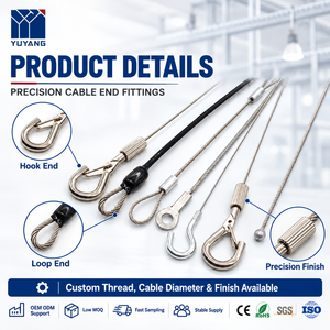 Paslanmaz Çelik Tel Halat Kablo Uç Bağlantı Elemanları Kancalı Döngülü Dişli Terminaller Aydınlatma Asma Uygulamaları için - Product Image 2