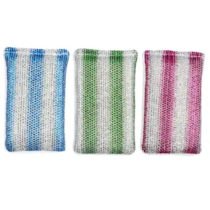 Trois couleurs anti-rayures éponge tampons à récurer cuisine récureur nettoyage épurateur serviettes de lavage chiffons d'essuyage éponge tampon à récurer