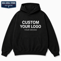 Hoodie Fleece Custom Logo USA 350gsm Bordir DTG Sablon Kantong Kanguru Pengiriman Cepat OEM Hoodie Unisex