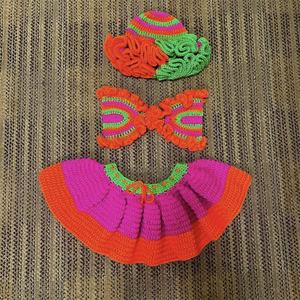 Trajes de Baño Personalizados, Conjuntos de Bikinis de Crochet, Multicolor, Rayas Arcoíris, Top de Hombros Descubiertos, 2 Piezas, Talla Grande, Traje de Baño Deportivo para Mujer - Product Image 3