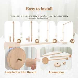 Support de <span class=keywords><strong>mobile</strong></span> 360 degrés en bois naturel pour berceau, bras de suspension pour jouets, support de <span class=keywords><strong>mobile</strong></span> pour berceau, cadeau de naissance, écologique - Product Image 4