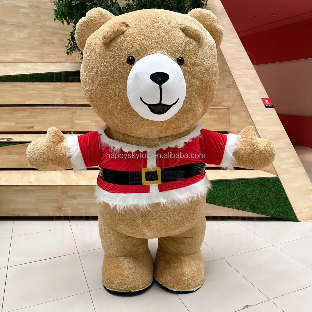 Engraçado fabricante personalizado animal gigante inflável teddy bear traje amarelo cosplay mascote traje para festa para adulto