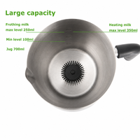 Mousseur à lait électrique automatique 700 ml en acier inoxydable, machine à mousse de lait chaud pour cappuccino, latte, chocolat, 220-240 V