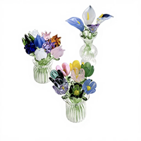 Figurines de fleurs en verre miniatures faites à la main - Plus de 49 styles d'art floral décoratif du mois de naissance pour la maison, le bureau