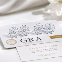 Anting-anting stud moissanite bunga lima kelopak elegan perak sterling 925 potongan pir, bersertifikat GRA, mendukung logo custom