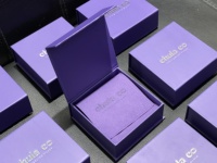 Boîte à bijoux et pochettes en papier gaufré carré personnalisées, couleur violette, avec aimant, pour la Saint-Valentin