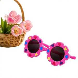 Gafas de Sol para Niños UV400 con Diseño de Corazón y Flores, Montura Redonda, Lindas Gafas de Sol para Bebés, Niñas y Niños - Product Image 1