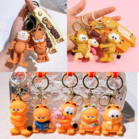 Vente Chaude en Gros : Porte-clés Pendentif en Silicone Souple Anime Chat Garfield Dessin Animé pour Clé de Voiture et Sac, Décoration Exquise