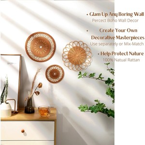 Cesta única de decoración del hogar más vendida, arte de pared, precio barato, <span class=keywords><strong>adornos</strong></span> colgantes de mimbre y blanco, Mini bohemio occidental para exteriores - Product Image 5