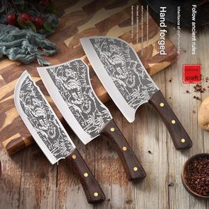 Couteau à découper à la viande fait à la main de 7.5 pouces couteau à découper à motif de tigre couteau de cuisine en bois gaine de couteau à découper - Product Image 4