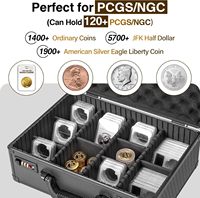 Boîte de rangement pour pièces de monnaie classées, capacité de 120 plaques NGC/PCGS, étui de collectionneur de pièces sécurisé avec serrures à combinaison, boîte organisatrice de devises robuste