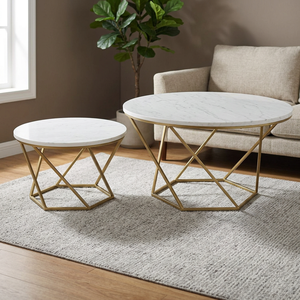 Indian Direct Supplier <b>Marble</b> Top Coffee <b>Table</b> with Metal Gold Finish Frame Highly Design for Living Room Furniture - Product Image 3