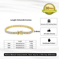 SB204 RINNTIN Venta caliente joyería de Corea lujo 2mm 3mm 4mm corte redondo 5A CZ ajuste de punta 925 pulsera de tenis de plata esterlina