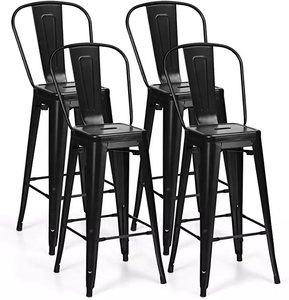 Silla de taburetes de Bar de cocina de mostrador trasero de metal alto de hierro forjado de acero apilable Industrial para exteriores rojo alto - Product Image 1