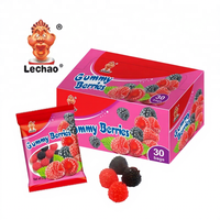 Op maat gemaakte private label zoete gummy snoepjes, kleurrijke bessen jelly, zacht snoep, halal fruitvormige gummy snoepjes in doosverpakking