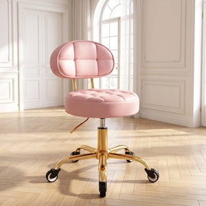 Tabouret <span class=keywords><strong>de</strong></span> <span class=keywords><strong>Salon</strong></span> Pivotant à Hauteur Réglable, Base Chromée <span class=keywords><strong>de</strong></span> Luxe, Chaise <span class=keywords><strong>de</strong></span> Bar à Roulettes avec Dossier pour <span class=keywords><strong>Salon</strong></span> – Vente en Gros Usine - Product Image 1