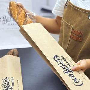 Sac à pain en papier kraft personnalisé, sac à sandwich en papier alimentaire, sac à beignets, baguette, fond pointu, sac en papier résistant à la graisse - Product Image 5