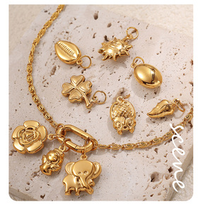 จี้สัตว์ทะเลสแตนเลสสตีลชุบทอง 18K PVD สำหรับเด็ก รุ่น Golden Voyage Fortune สัญลักษณ์นำโชค สไตล์ทันสมัย - Product Image 6