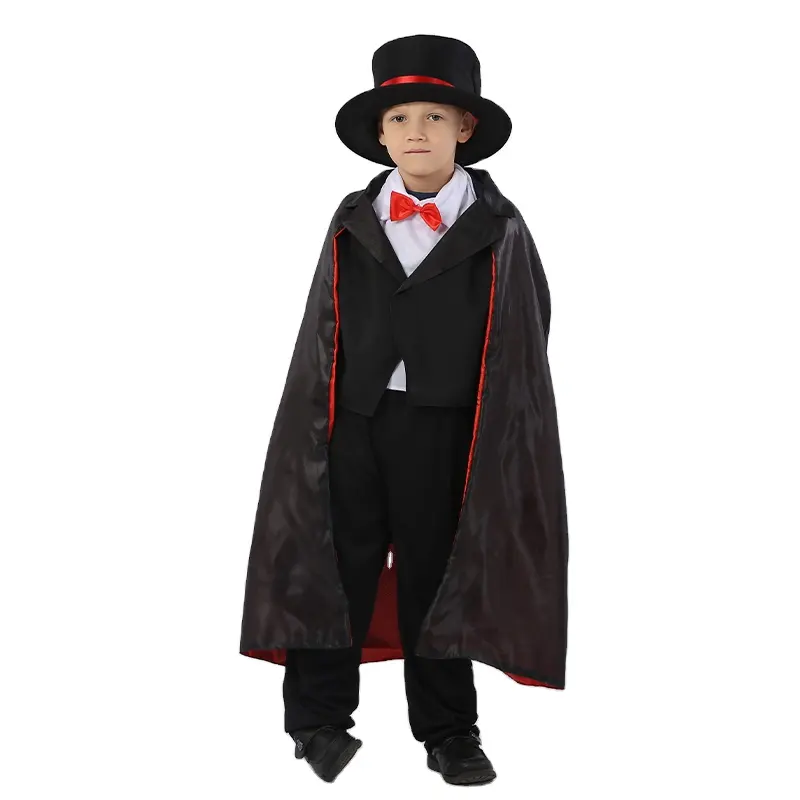 Kids Ghost Costume Halloween Cosplay Scary Devil Ghost Costume With Hooded Cape Cloaks suit