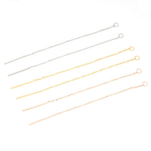 O Shape Chain <b>Threader</b> <b>Earrings</b> | 18K PVD Gold Plated Stainless Steel Long Tassel Ear Wire Hook Jewelry Findings - Product Image 5