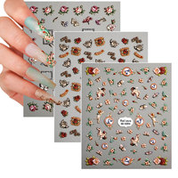 Autocollants pour ongles 5D en relief à fleurs, non toxiques, autocollants pour ongles imperméables, autocollants pour ongles pour les fêtes et le bricolage