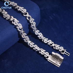 <b>Iced</b> <b>Out</b> Dollar Sign Cuban Link Necklace Full Moissanite Bling Hip Hop Miami Cuban <b>Chain</b> for Men Women Diamond Jewelry - Product Image 4