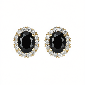 E3156 <b>Black</b> Oval Cut Zircon Stud <b>Earrings</b> <b>For</b> <b>Women</b> Party Classic Alloy Jewelry - Product Image 1