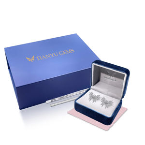 ต่างหูมาร์ควิสทรงผีเสื้อประดับมอยส์ซาไนต์ ดีไซน์คลาสสิก หรูหราเบาๆ ชุบทองคำขาว จากเทียนหยู เจ็มส์ - Product Image 5