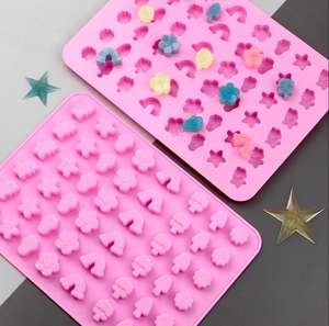 48 Cavity Lovely Pink Soft Rainbow&amp;<strong>Flower</strong>&amp;Star Shape Silicone Fudge Mold Candy <strong>Sugar</strong> Moulds for Kids DIY - Product Image 2