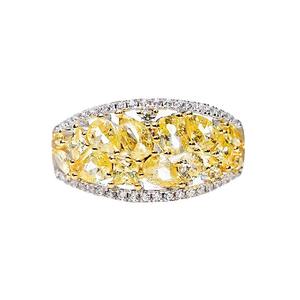 Anillo Vintage con Diamantes Florales, Plata de Ley S925 con Diamante Amarillo en Forma de Abanico, Joyería de Lujo Ligero para el Dedo Índice - Product Image 5