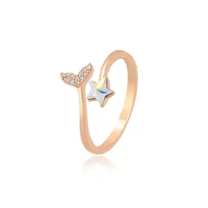 A00767571 Xuping jewelry exquisite star fish tail 18K gold synthetic zircon lady universal open ring