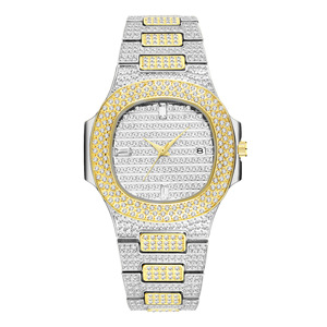 Montre de luxe pour homme, entièrement sertie de diamants, style Hip Hop, avec cadran ciel étoilé et poussière d'étoiles, dorée et incrustée de pierres - Product Image 4