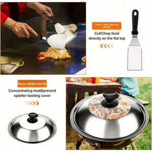 Ensemble d'accessoires pour barbecue extérieur : couvercle de cuisson et presse-burger pour plancha Blackstone et Camp Chef - Product Image 2