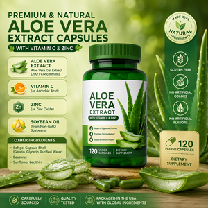 Gélules molles personnalisées à marque privée, extrait de gel d'aloe vera pour la santé, faible teneur en matières grasses, favorisant la digestion, 2 gélules par portion - Product Image 2